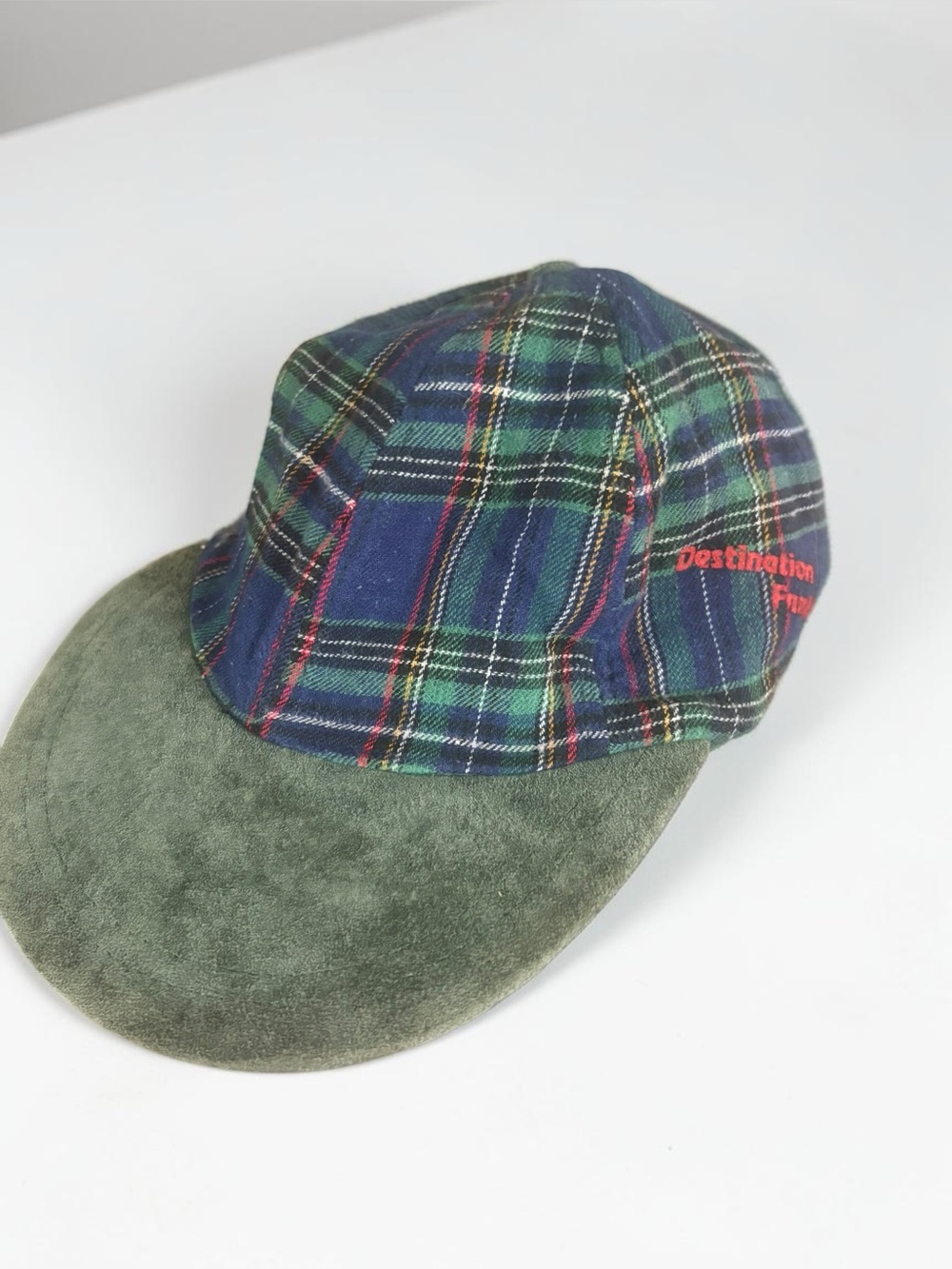 Vintage Plaid Suede Brim Cap Gift for Dad Retro Adjustable Hat